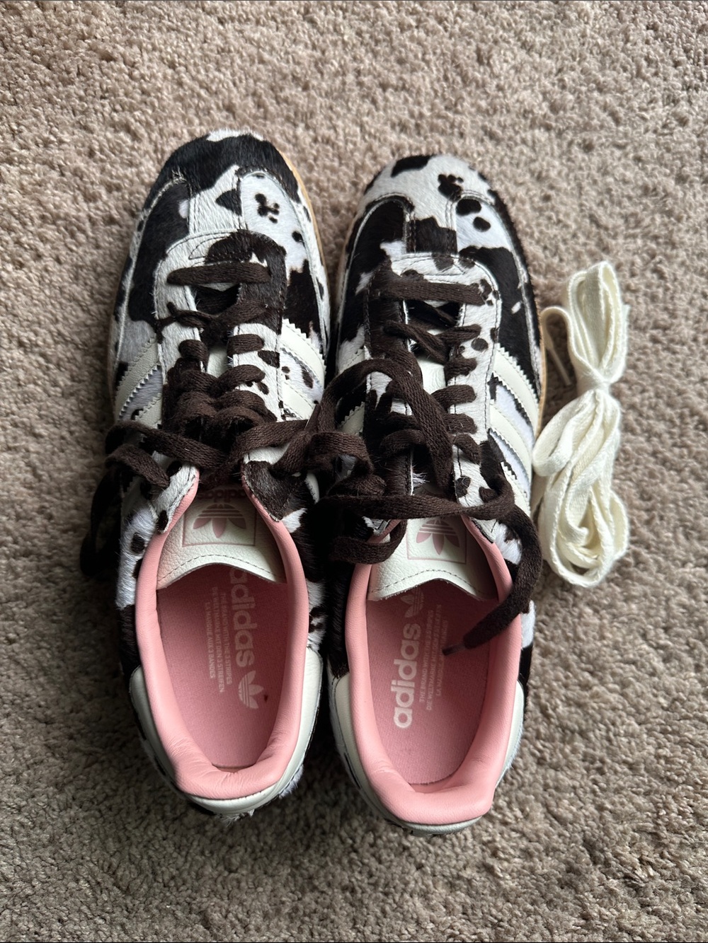 New Adidas Sambas Women Size 11 Cow Print brown-white